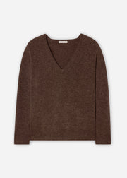 V-Neck Sweater in Cashmere - Brown - CO Collections